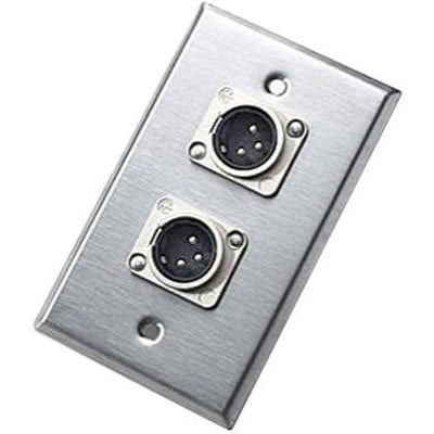 Neutrik 203M Single Wallplate with Dual Male 3 Pin XLR Connectors