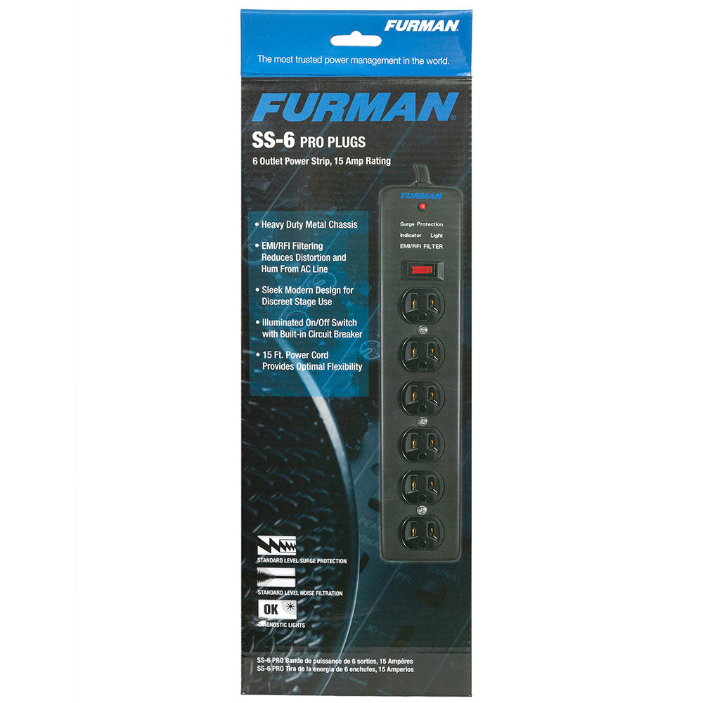 Furman SS6 - Six-Outlet Power Strip with 15-Foot Cord
