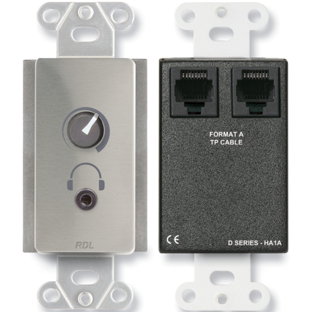 RDL DS-HA1A Decora Mount Format-A Stereo Headphone Amplifier (Stainless)