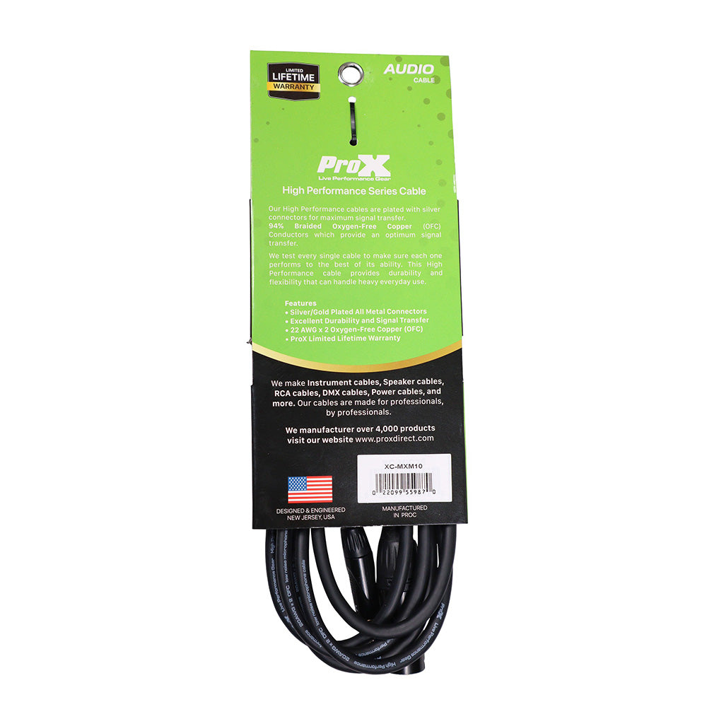ProX XC-MXM10 - 10 Ft. Unbalanced 1/8" (3.5mm) TRS-M Mini to XLR3-M High Performance Audio Cable