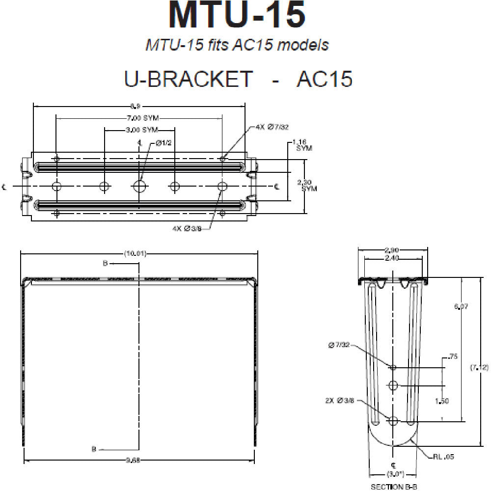 JBL MTU-15 U Bracket Mount for AC15 (Black)