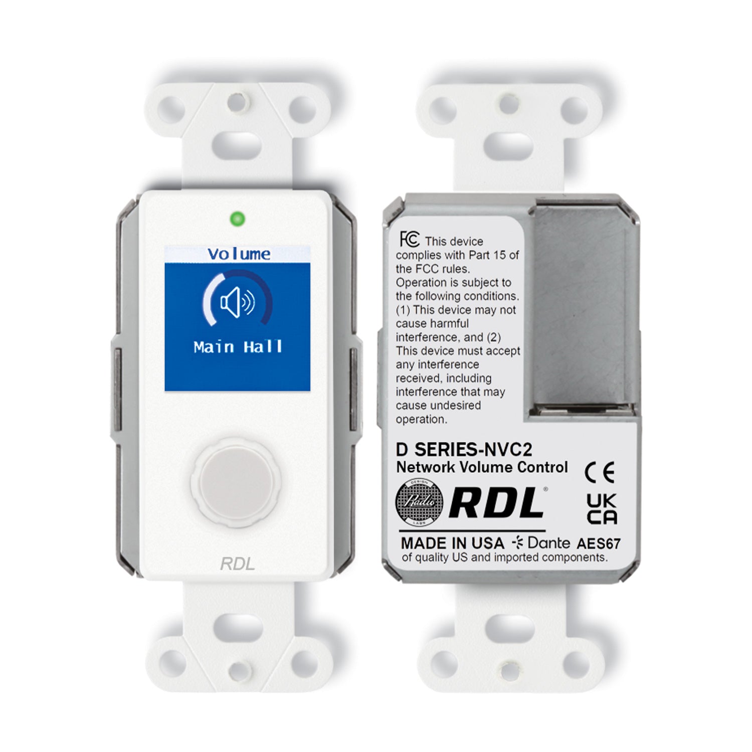 RDL D-NVC2 - Dante / AES67 Network Volume Control (White)