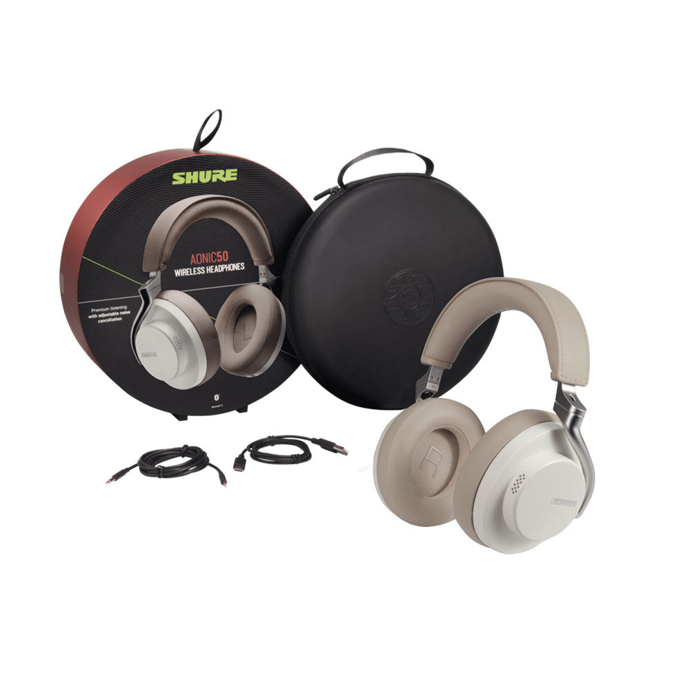 Shure SBH2350-WH AIONIC 50 Bluetooth Noise-Cancelling Headphones (White)