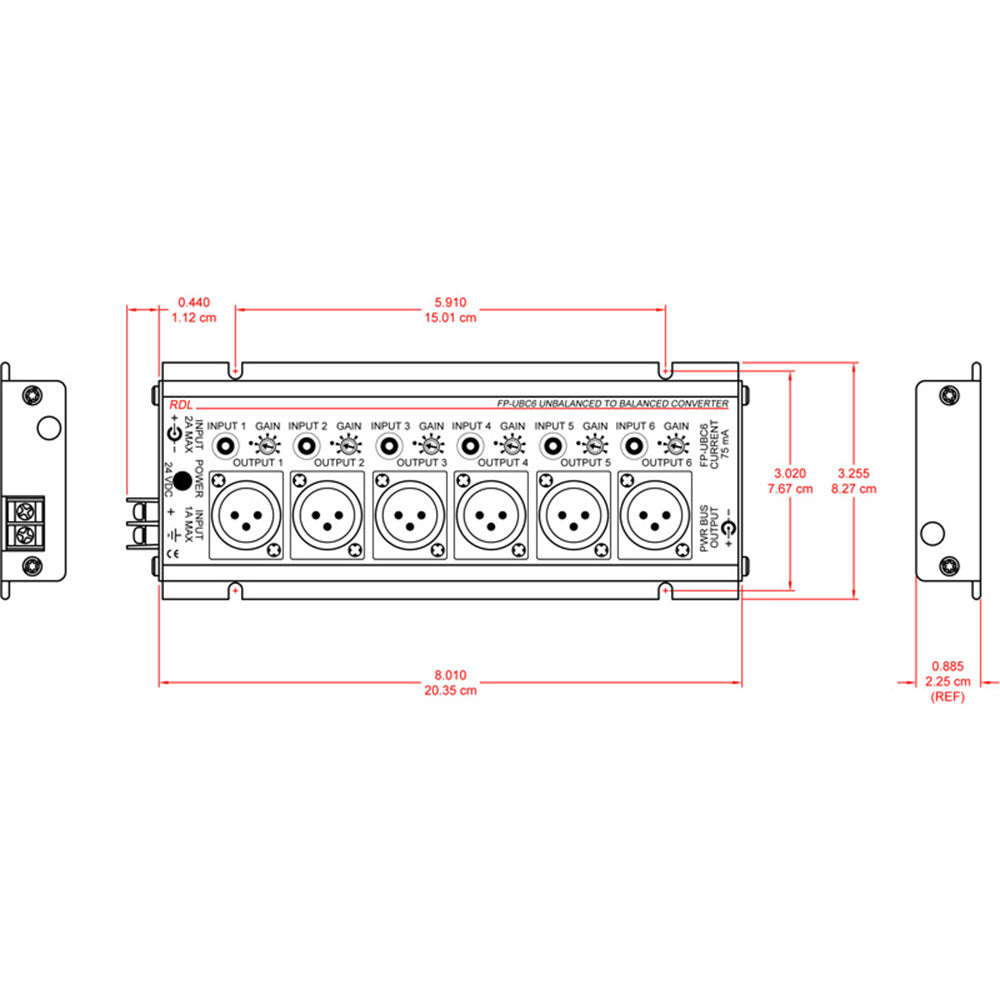 RDL FP-UBC6 6-Channel Unbalanced to Balanced Audio Converter