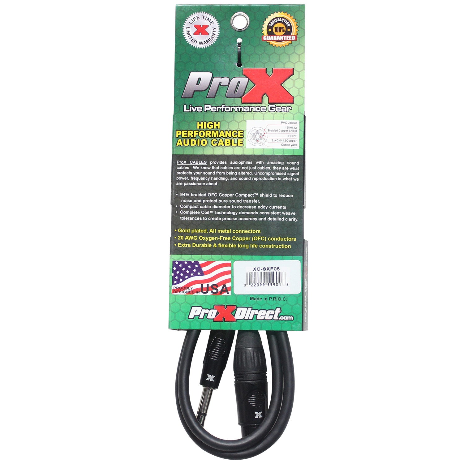 ProX XCSXF05 5FT. 1/4" TRS Balanced To XLR-F Cable