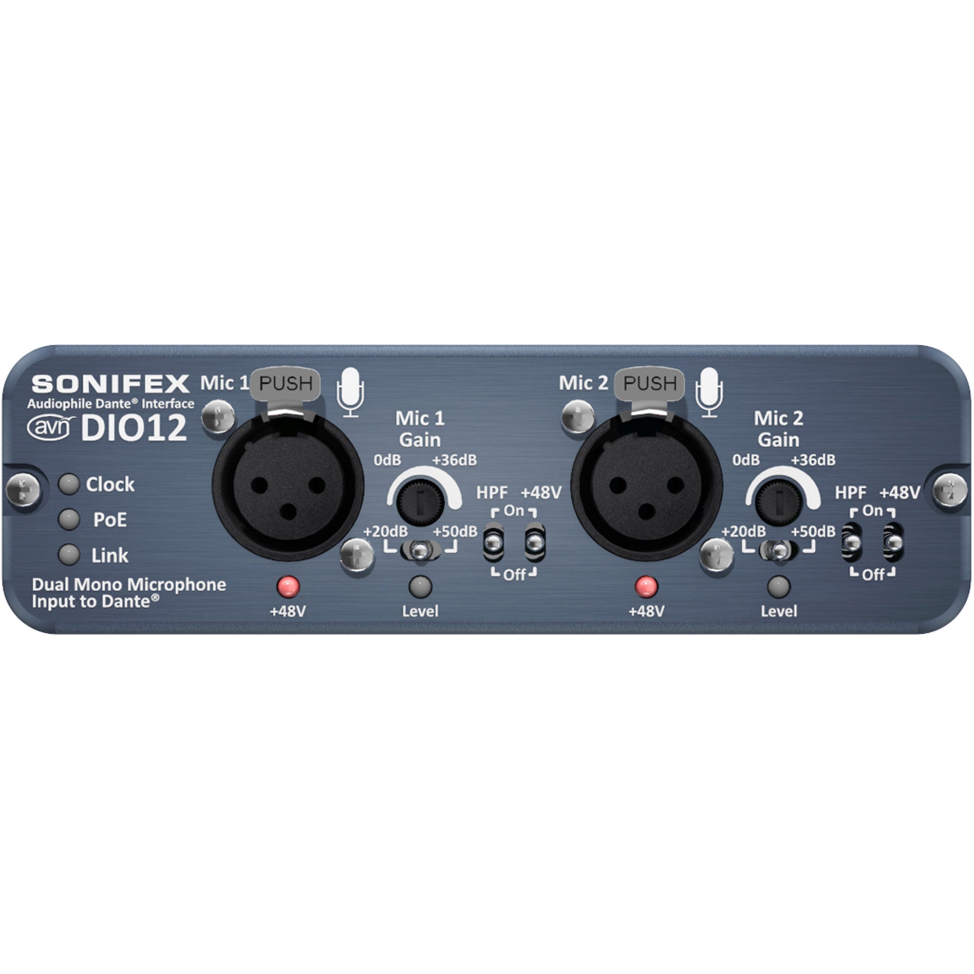 Sonifex AVN-DIO12 - Dual Microphone Input to Dante Interface with Mic Gain Converter