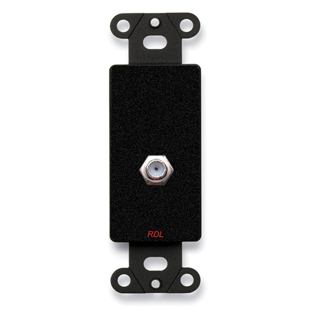 RDL DB-F Double Type F Jack on Decora Wall Plate (Black) - Custom Engraving Option
