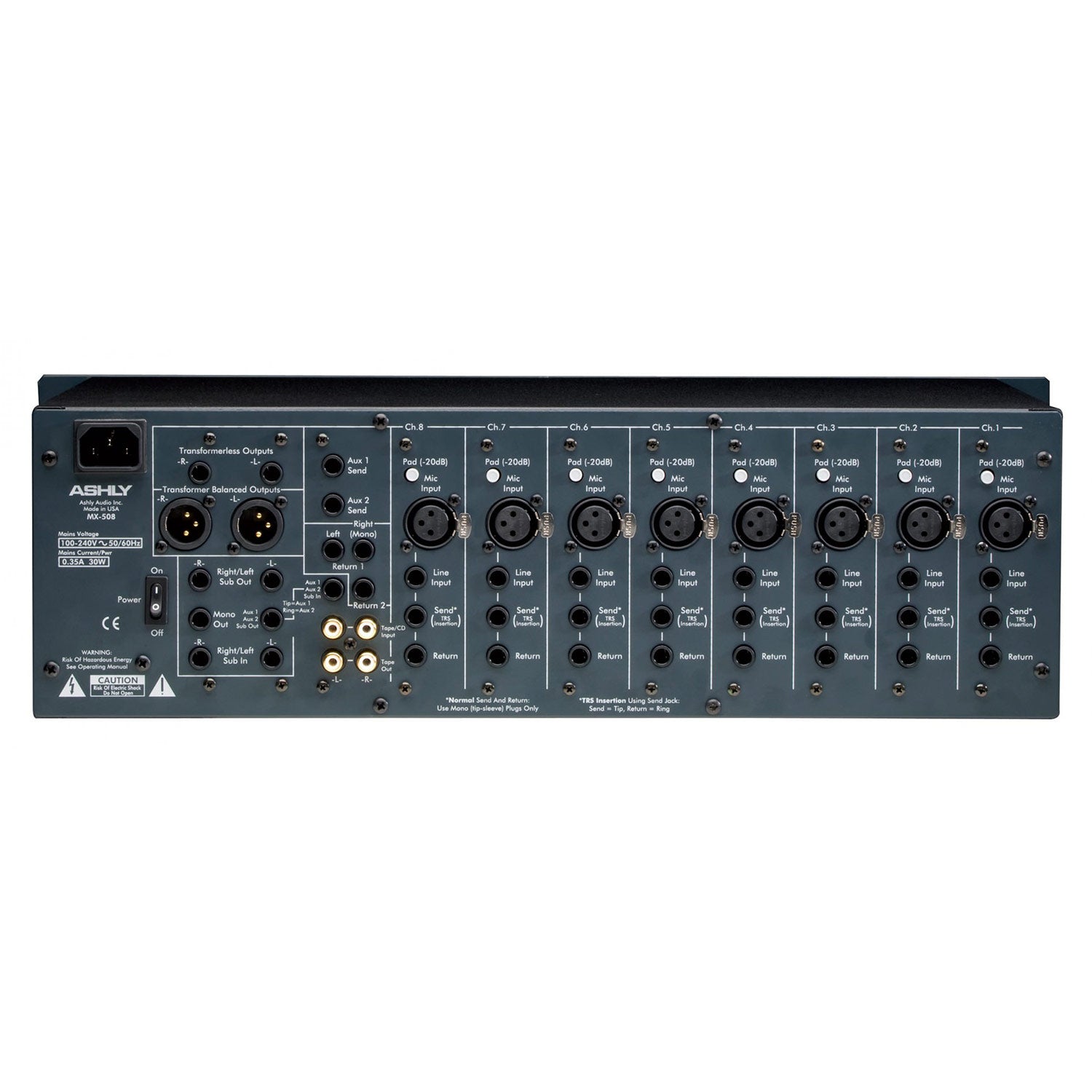 Ashly Mx-508 Eight Input Stereo Rack-mountable Mic / Line Mixer