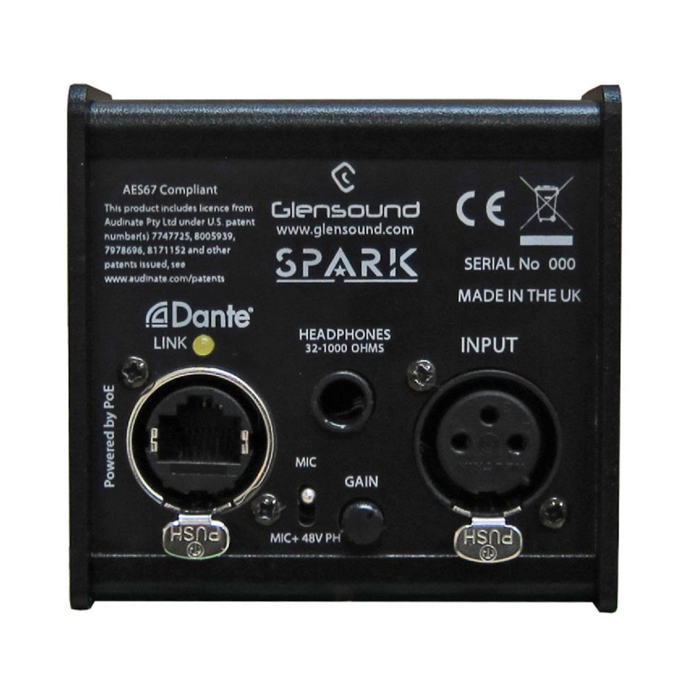 Glensound SPARK 1 - Sub Compact Single Dante User Commentary Unit with 1 Talkback Channel