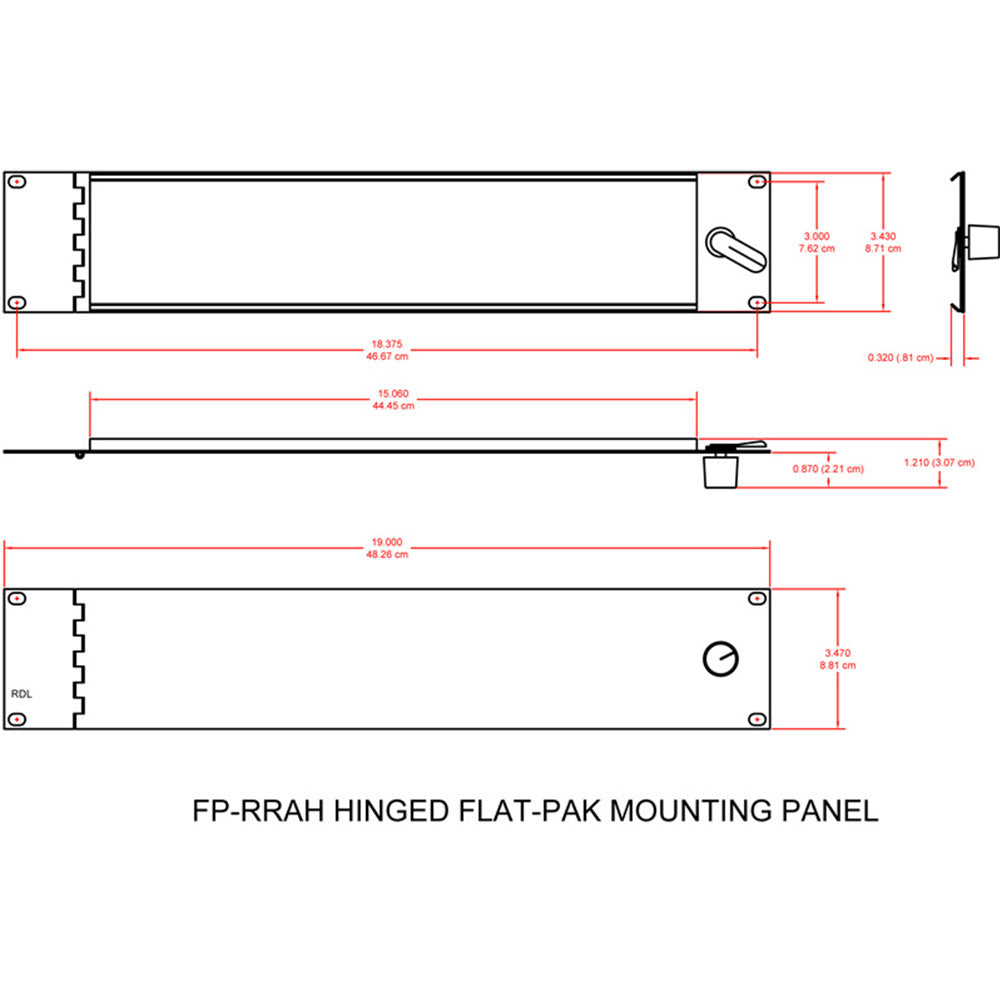 RDL FP-RRAH Front Or Rear Hinged Rack Adapter for Flat-Pak Modules