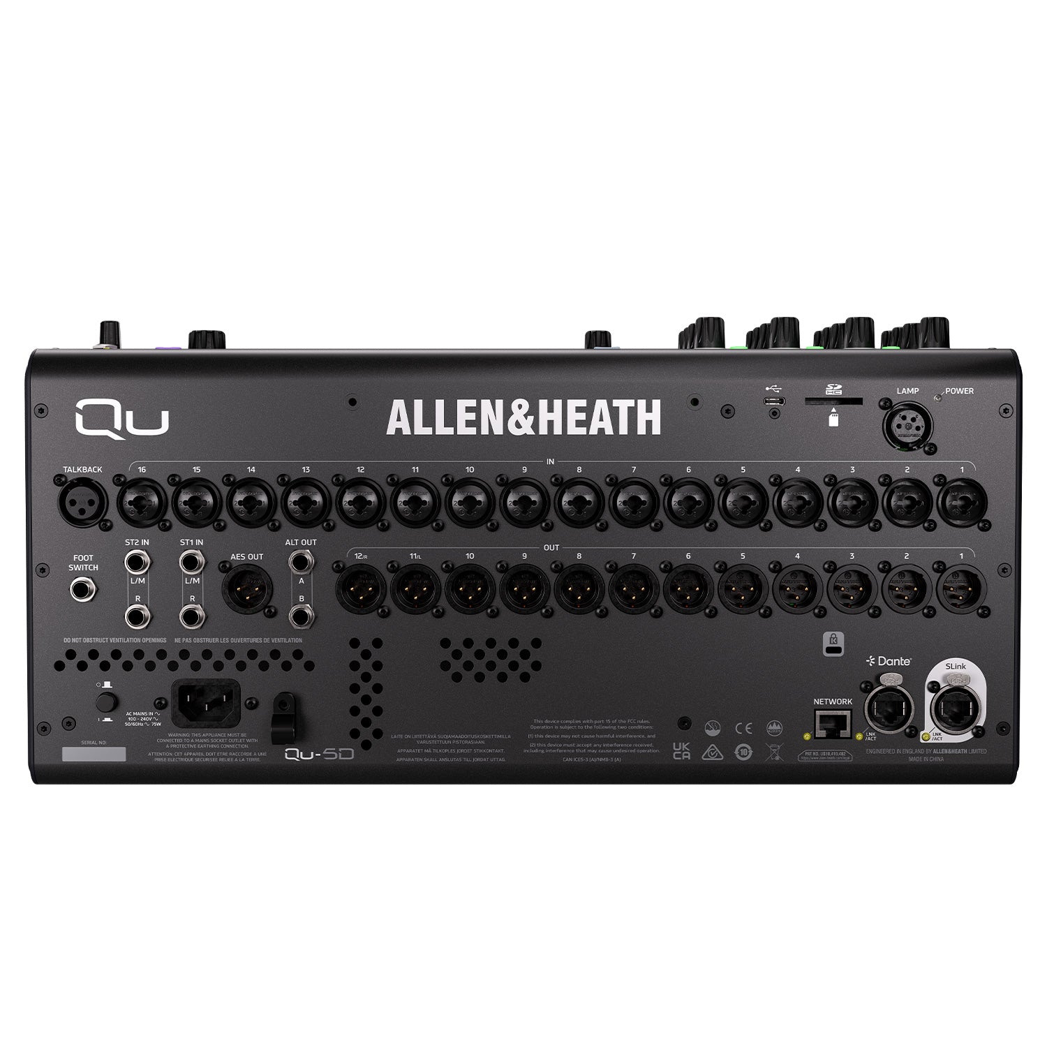 Allen and Heath Qu-5D - 16+1 Fader 38-Input Digital Mixer with Dante