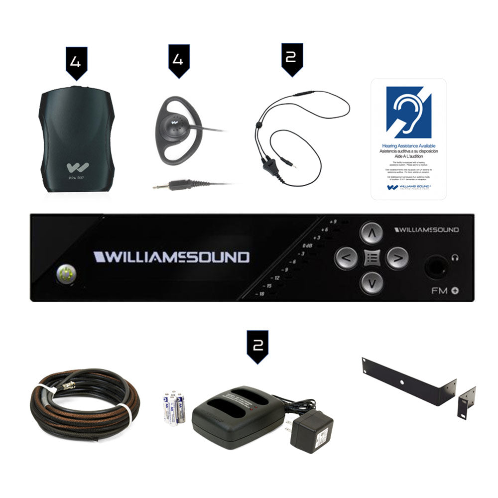 Williams AV FM 557 PRO FM Plus Large-Area Dual Assistive Listening System w/ R37 Receivers