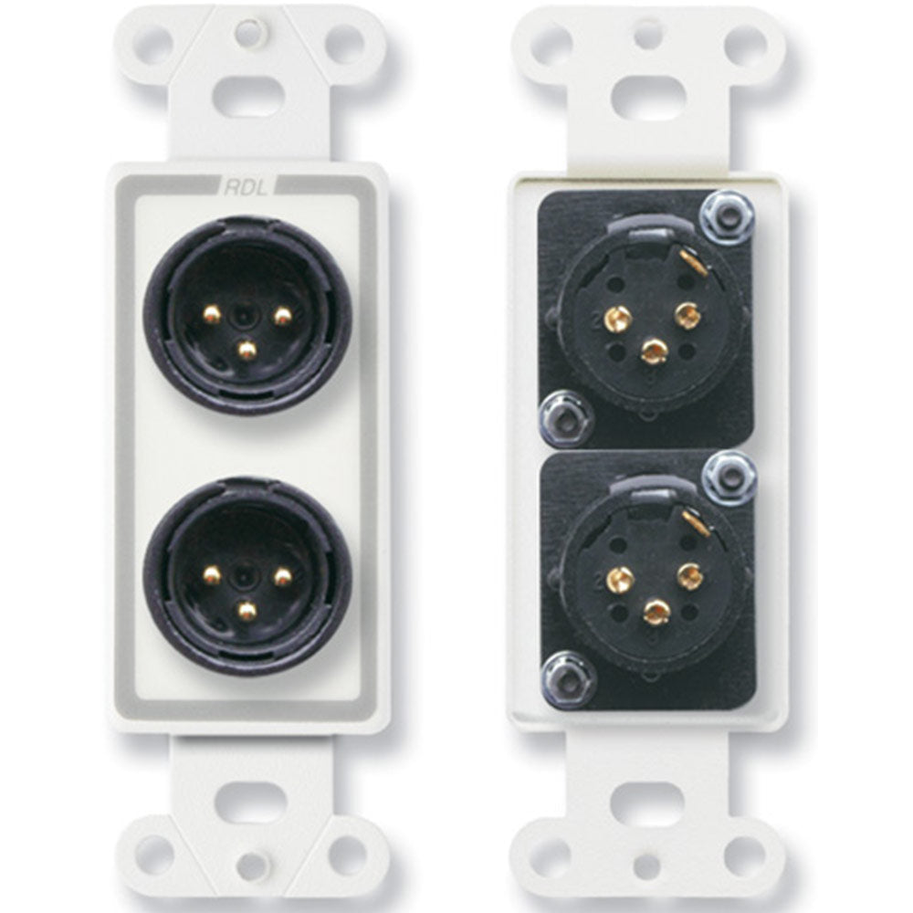 RDL D-XLR2M Dual XLR 3-pin Male Jacks on D Plate - Terminal Block