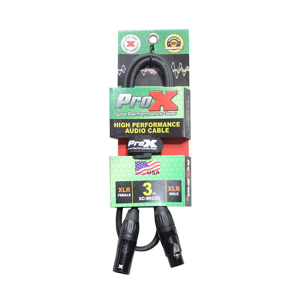 ProX XC-MIC03 3 Ft. Balanced XLR3-F to XLR3-M High Performance Microphone Cable