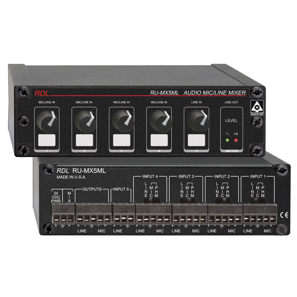 RDL RU-MX5ML 5 Channel Installation Mic/Line Mixer