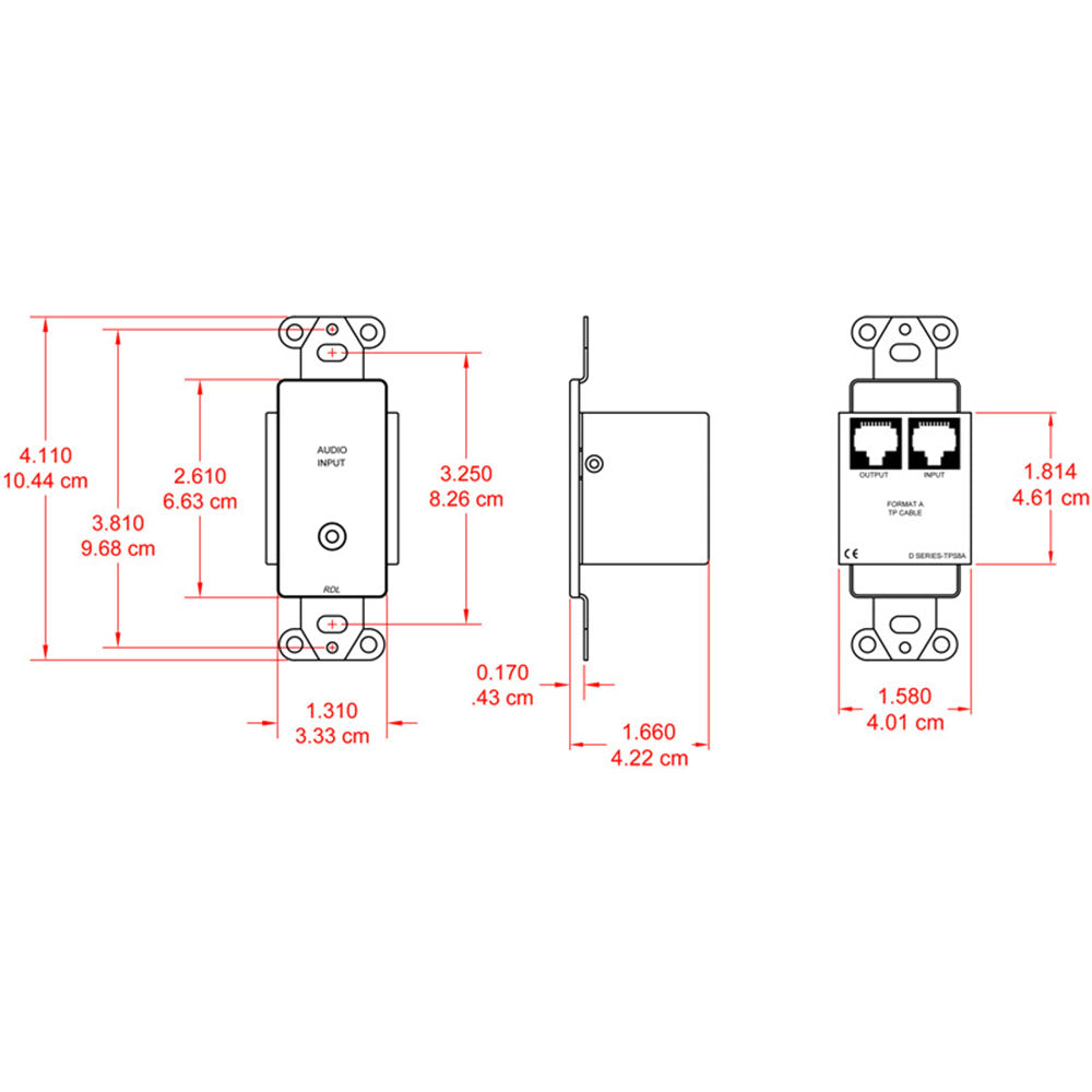 RDL DS-TPS8A Decora Mount Active Format-A Sender - Mini Input (Stainless)