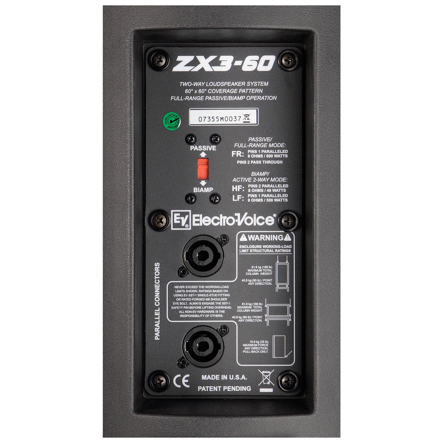 Electro-Voice ZX3-60 - 600-Watt Two-Way Passive Loudspeaker (Black)