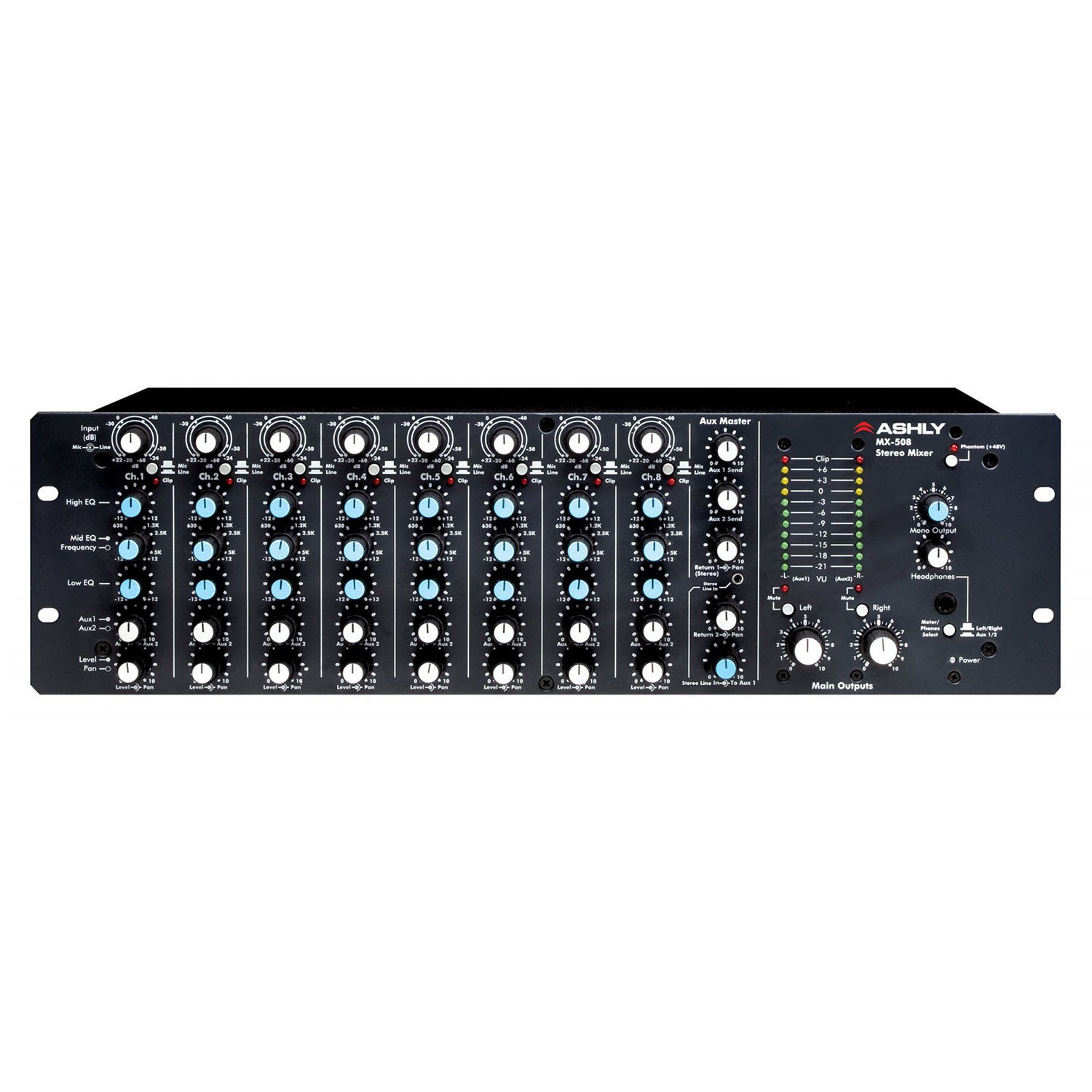 Ashly Mx-508 Eight Input Stereo Rack-mountable Mic / Line Mixer