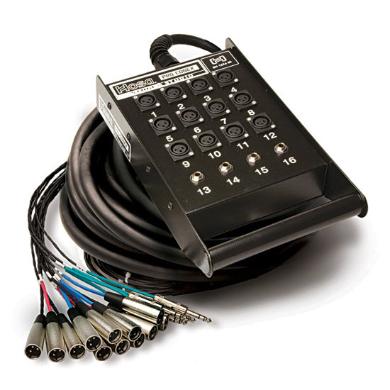 Hosa SH-12X4-25 Pro-Conex Stage Box Snake, Hosa 12 x XLR Sends and 4 x 1/4 inch TRS Returns, 25 ft