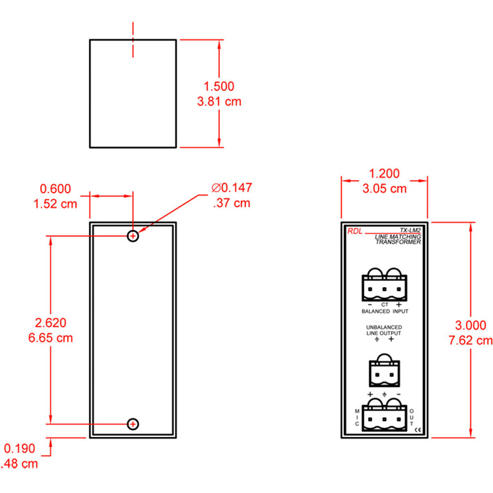 RDL TX-LM2 Line Level to Mic Level Transformer