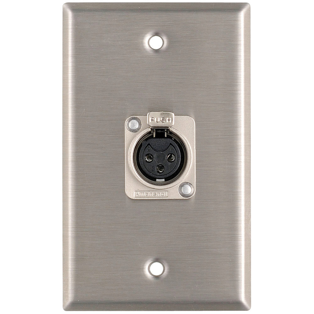 Pro Co WP1004 Stainless Steel 1 Gang Female XLR Wall Plate