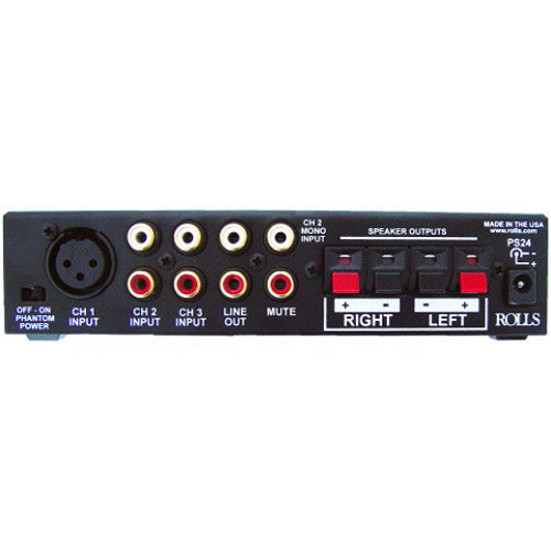 Rolls MA252 Compact Class D Stereo Mixer/Amplifier - 20 Watts/Ch - with XLR Input