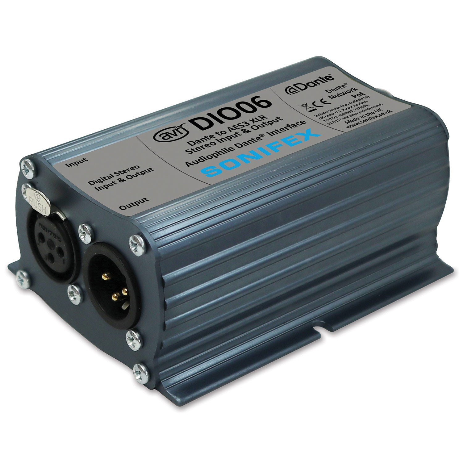 Sonifex AVN-DIO06 Dante to AES3 XLR Stereo Input / Output
