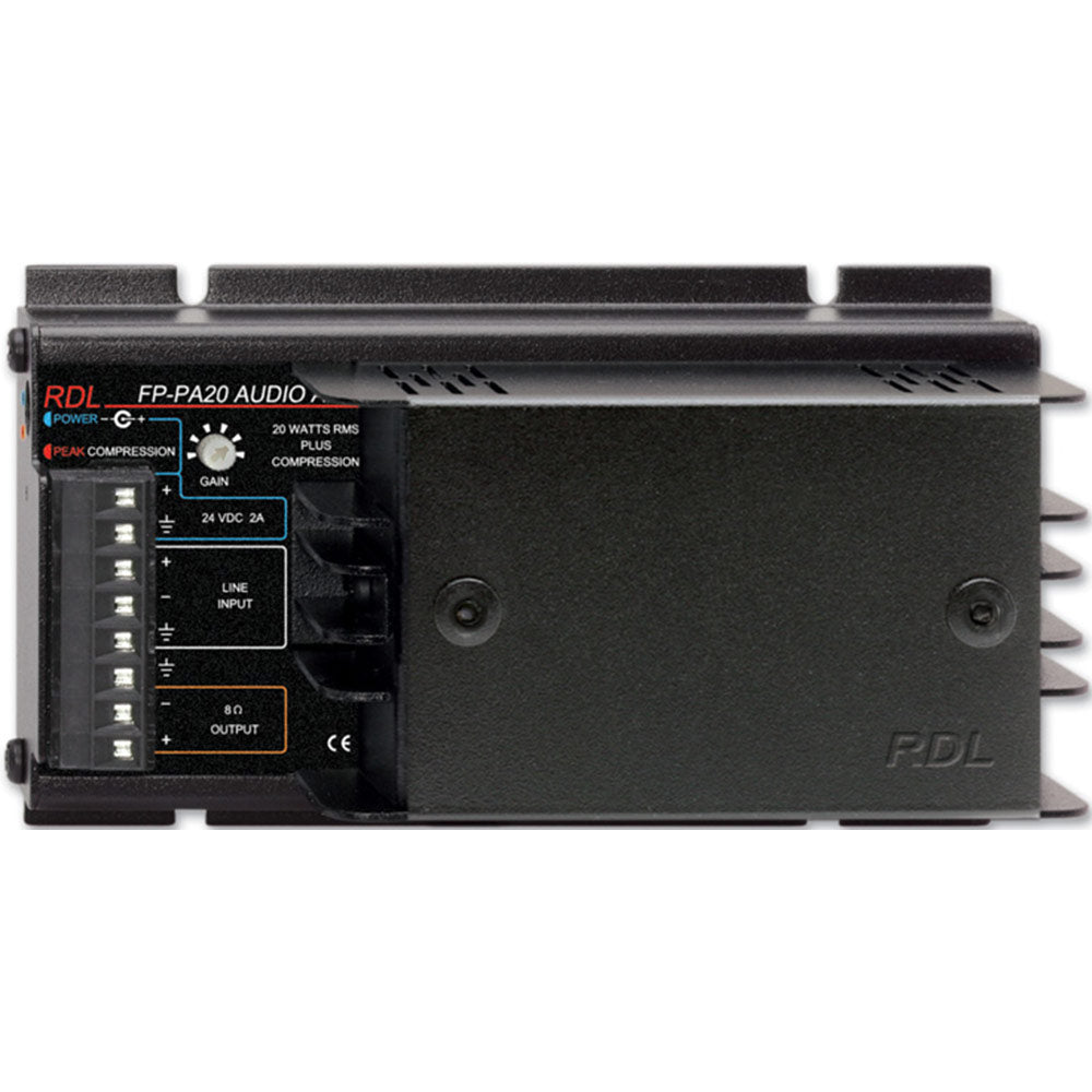 RDL FP-PA20 20 Watts at 8 Ohms Mono RMS Installation Audio Power Amplifier with Integral Compressor
