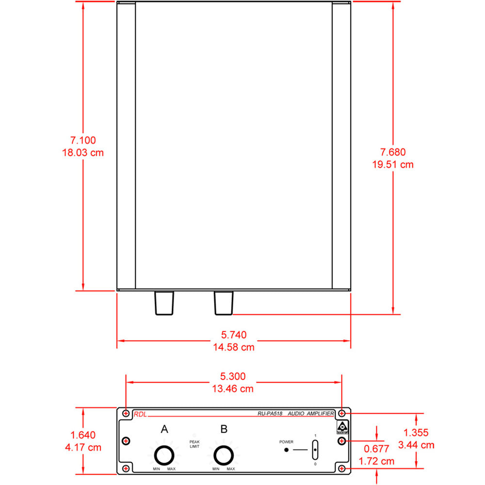 RDL RU-PA518 Audio Power Amplifier with Peak Limiter