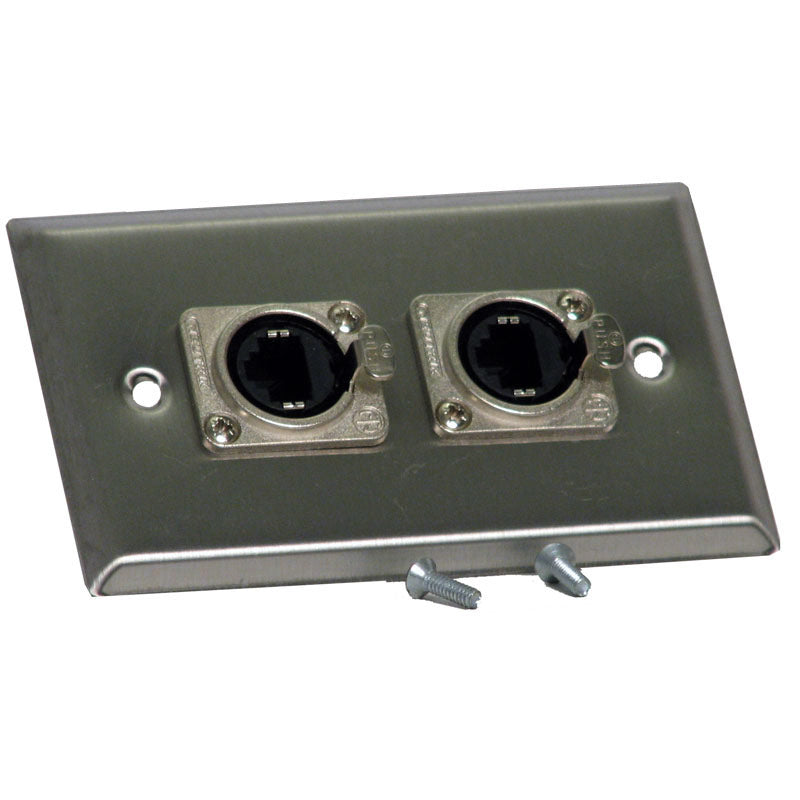 Neutrik 208E Dual NE8FDP Wallplate with etherCON Pass-Through Receptacles