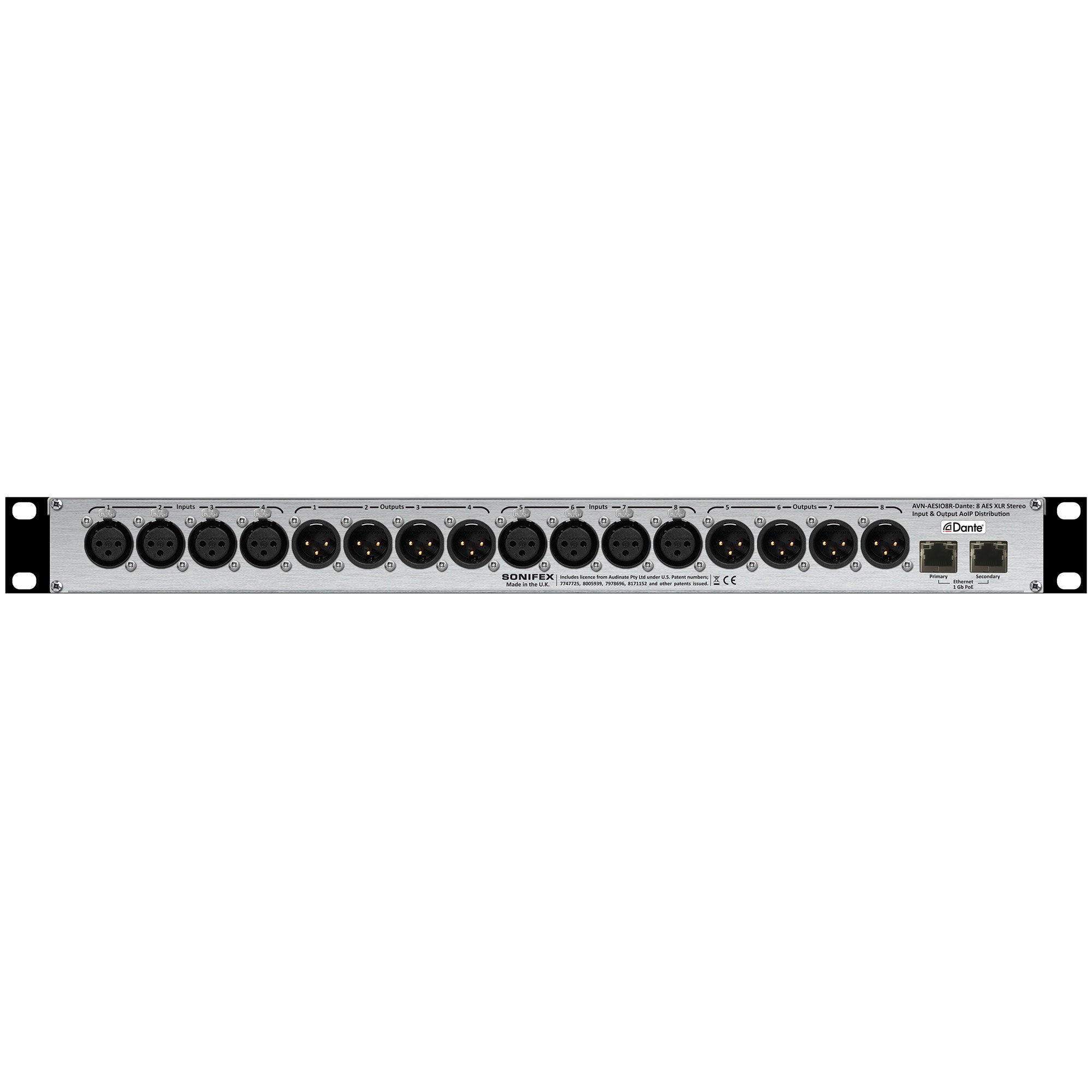 Sonifex AVN-AESIO8R 8 AES3 Input, 8 AES3 Output Dual Dante Interface, PoE