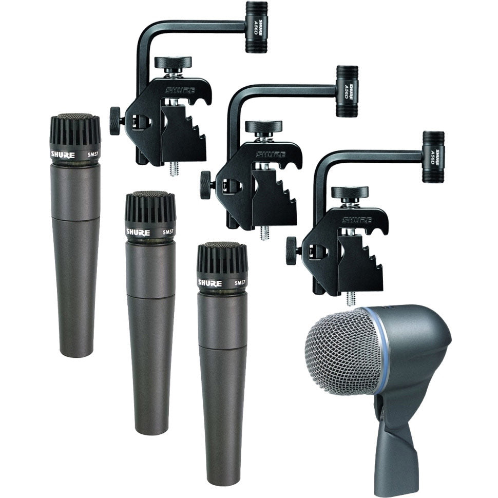 Shure DMK57-52 Drum Microphone Kit with 3 SM57s, 1 Beta 52A and 3 A56D Drum Mic Mounts