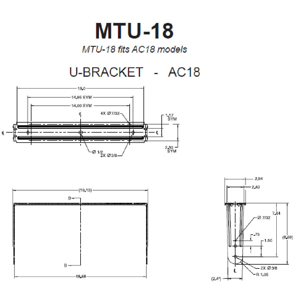 JBL MTU-18 U Bracket Mount for AC18 (Black)