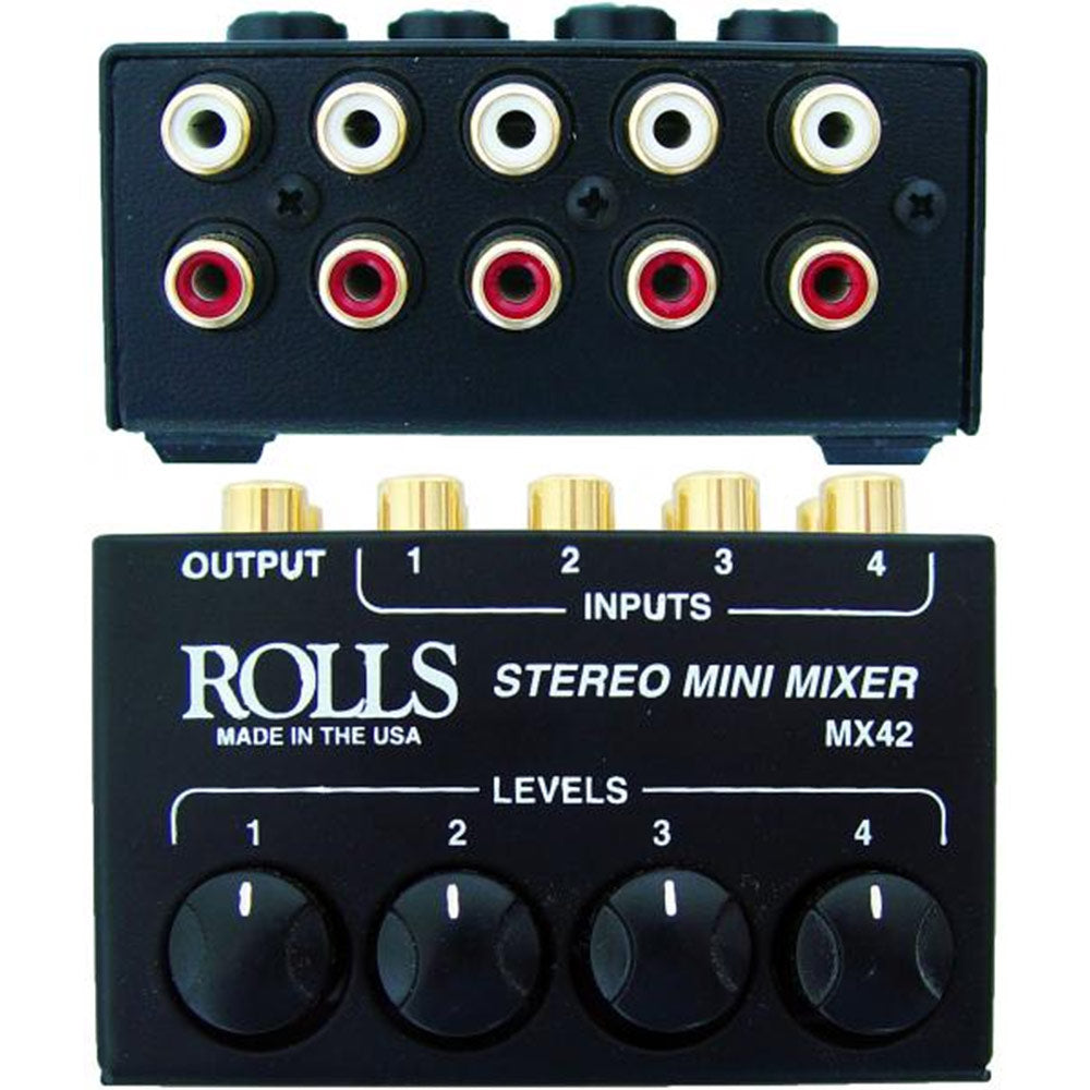 Rolls MX42 4-Channel Passive Mini Stereo Mixer with RCA Connectors