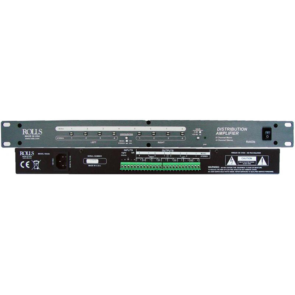Rolls RA63B Distribution Amplifier - 8-Channel Mono / 4-Channel Stereo