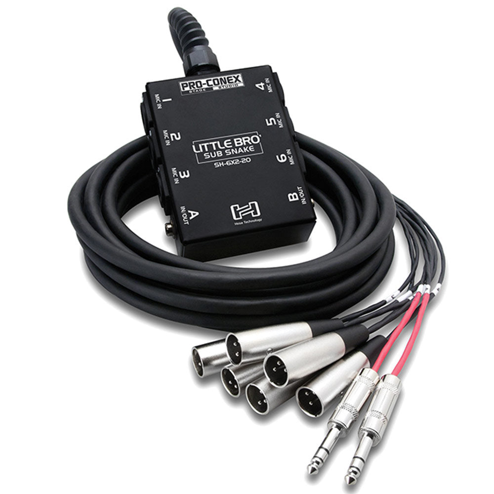 Hosa SH-6X2-50 6 XLR Sends and 2 1/4" TRS Returns Pro-Conex Little Little Bro' Sub Snake, 50'