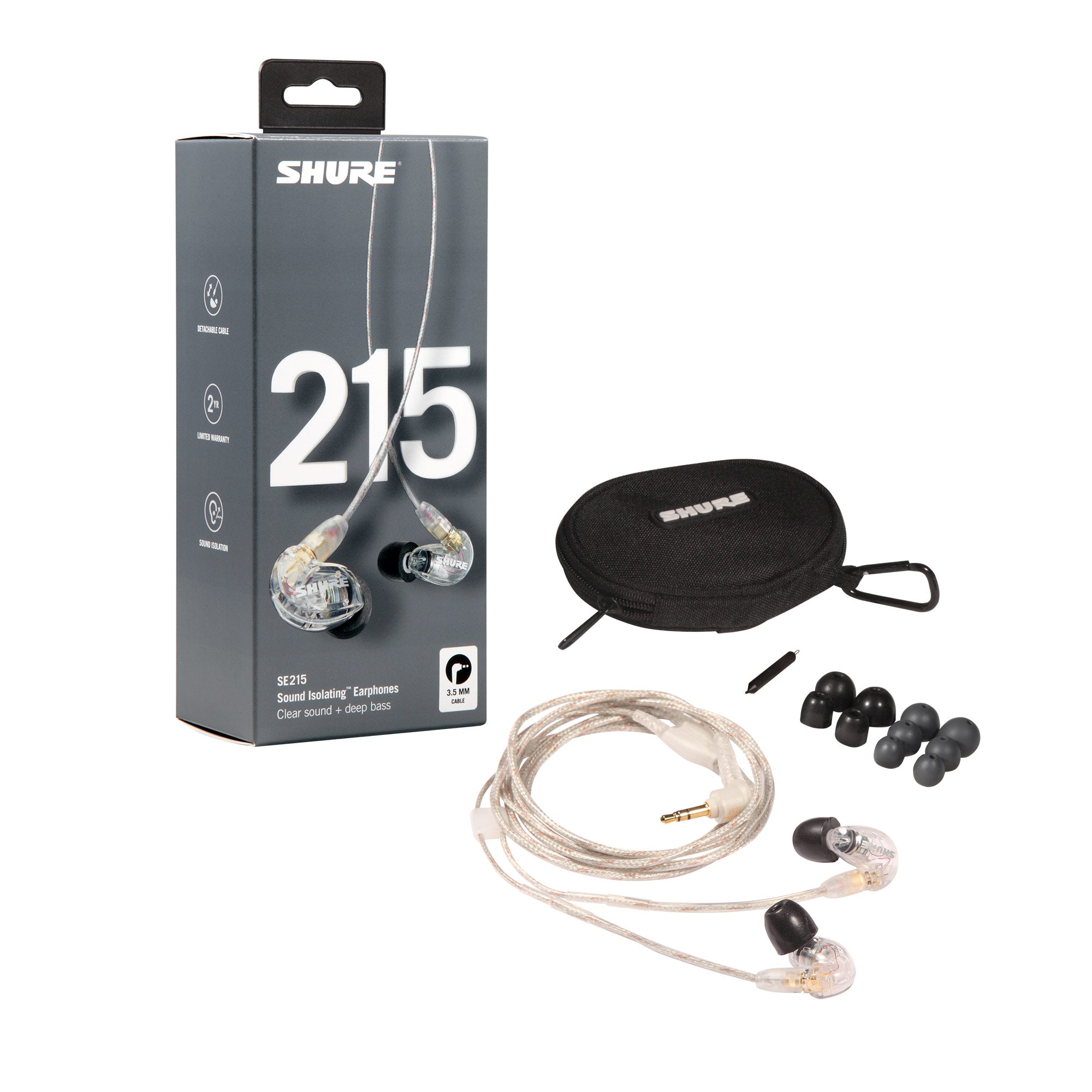 Shure SE215-CL - Professional Sound Isolating Earphones (Clear)