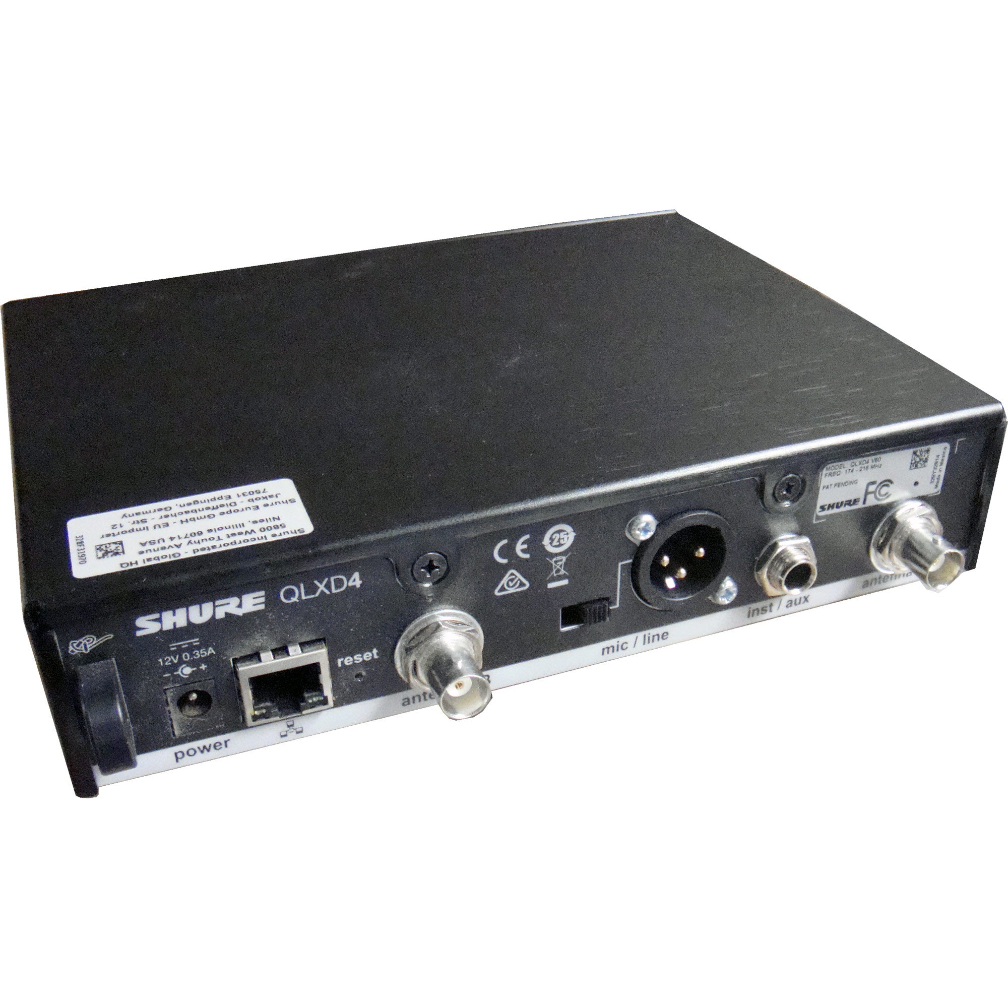 Shure QLXD4 Wireless Receiver (V50 Band - 174-216 MHz) B-Stock 1