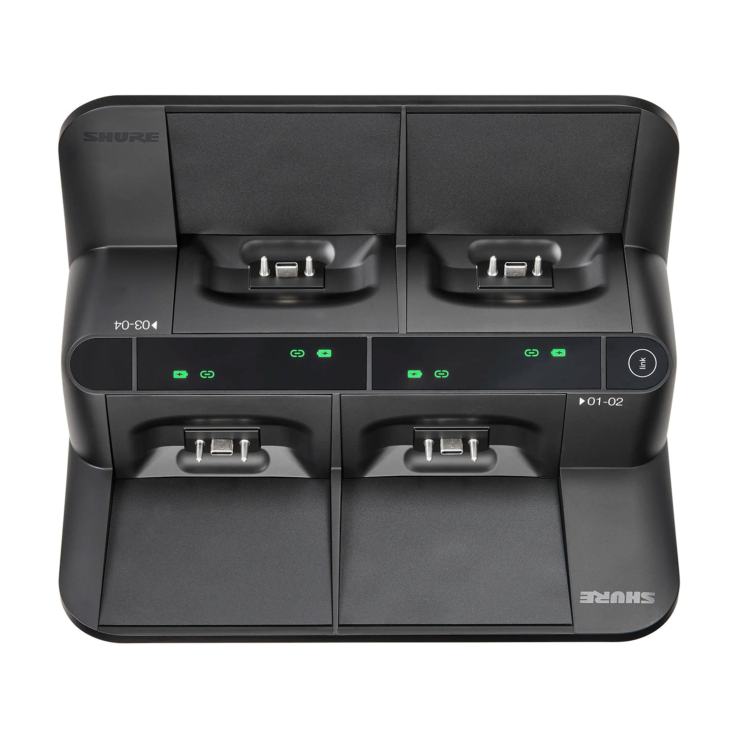 Shure MXWNDX4G - 4-Bay Networked Charging Station for MicroFlex Wireless neX2 Gooseneck Transmitters