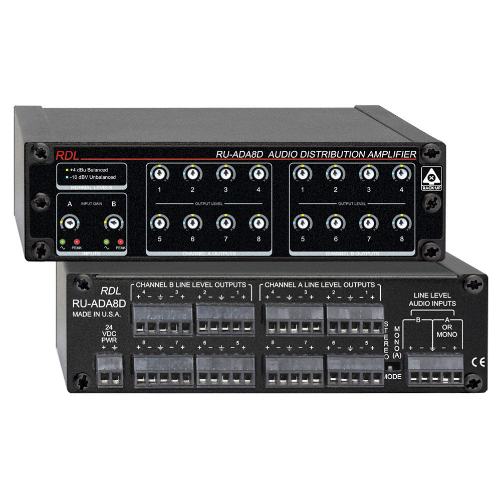 RDL RU-ADA8D 2x8 or 1x16 Audio Distribution Amplifier