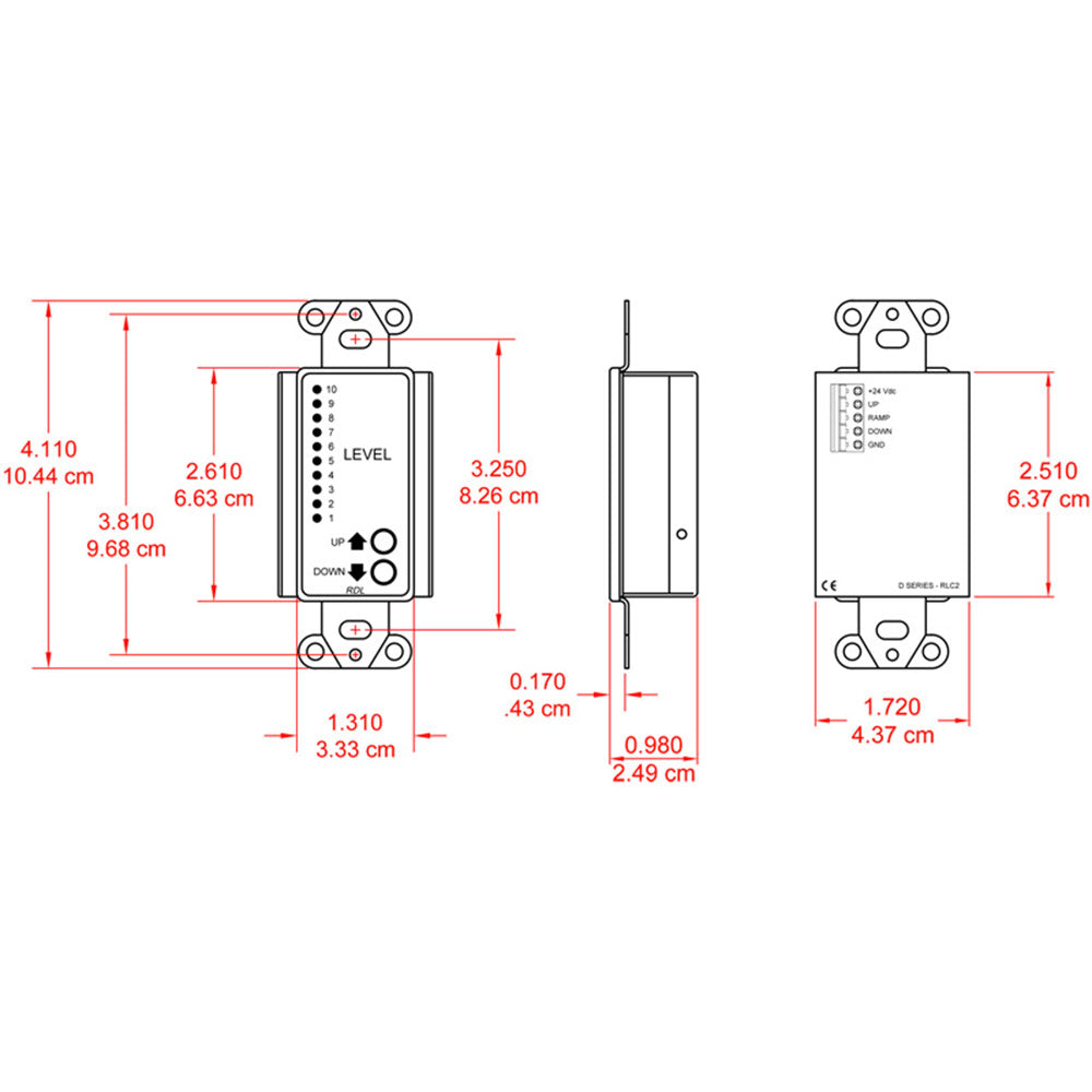 RDL DB-RLC2 Remote Level Control with Ramp (Black) - Custom Engraving Option