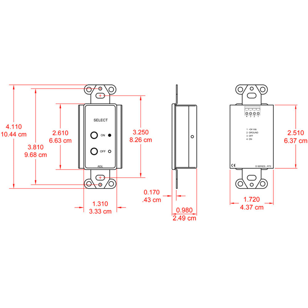 RDL DB-RT2 Remote Control On/Off Selector in Decora Wall Plate (Black)