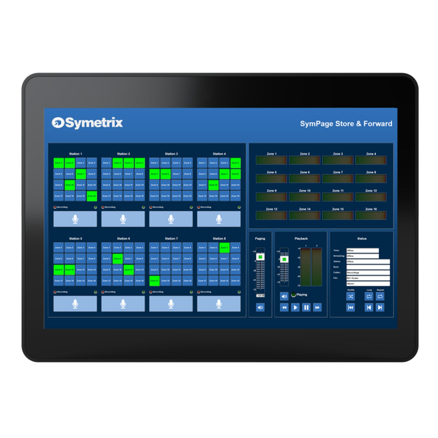 Symetrix T-10 Glass - Touchscreen Controller for Symetrix DSP Systems