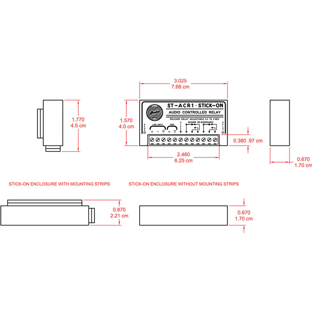 RDL ST-ACR1 Line Level Audio Controlled Relay - Delay 0.5 to 5.0 Seconds