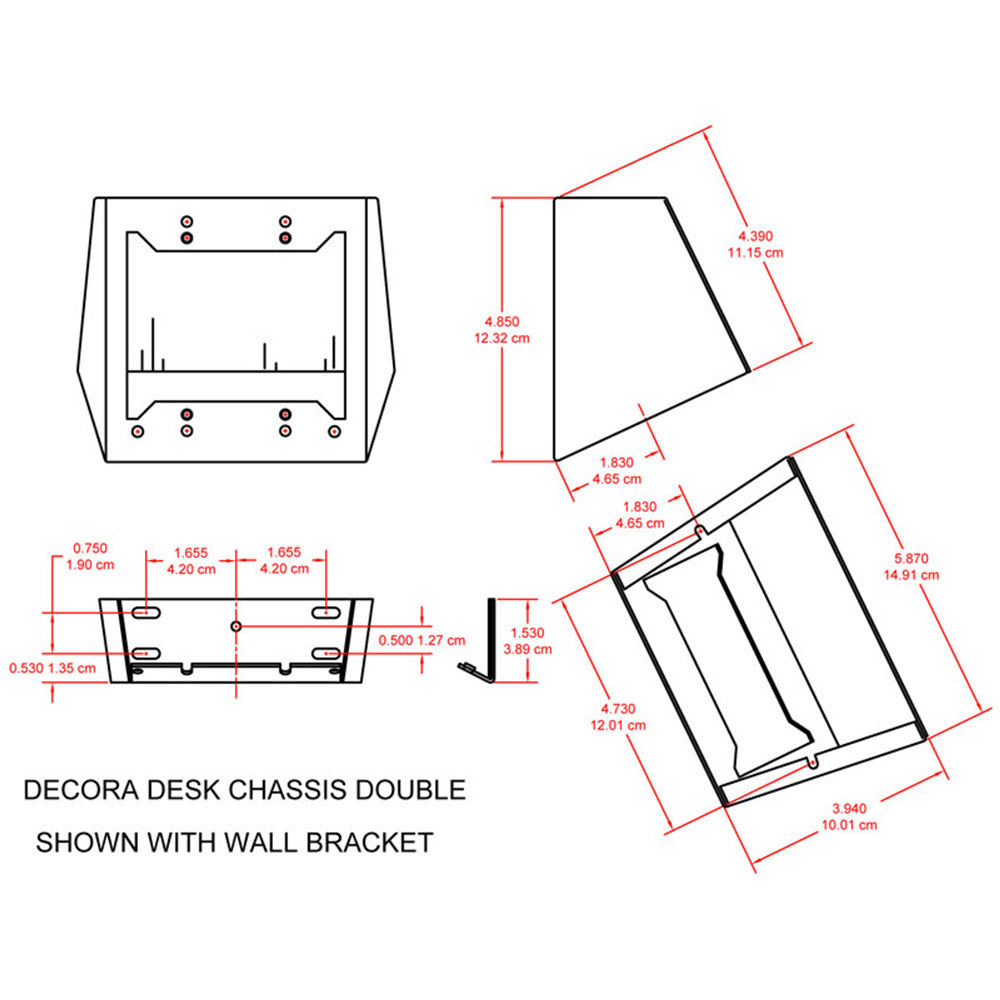 RDL DC-2B Double Desktop or Wall Mounted Chassis for (2) Decora Devices