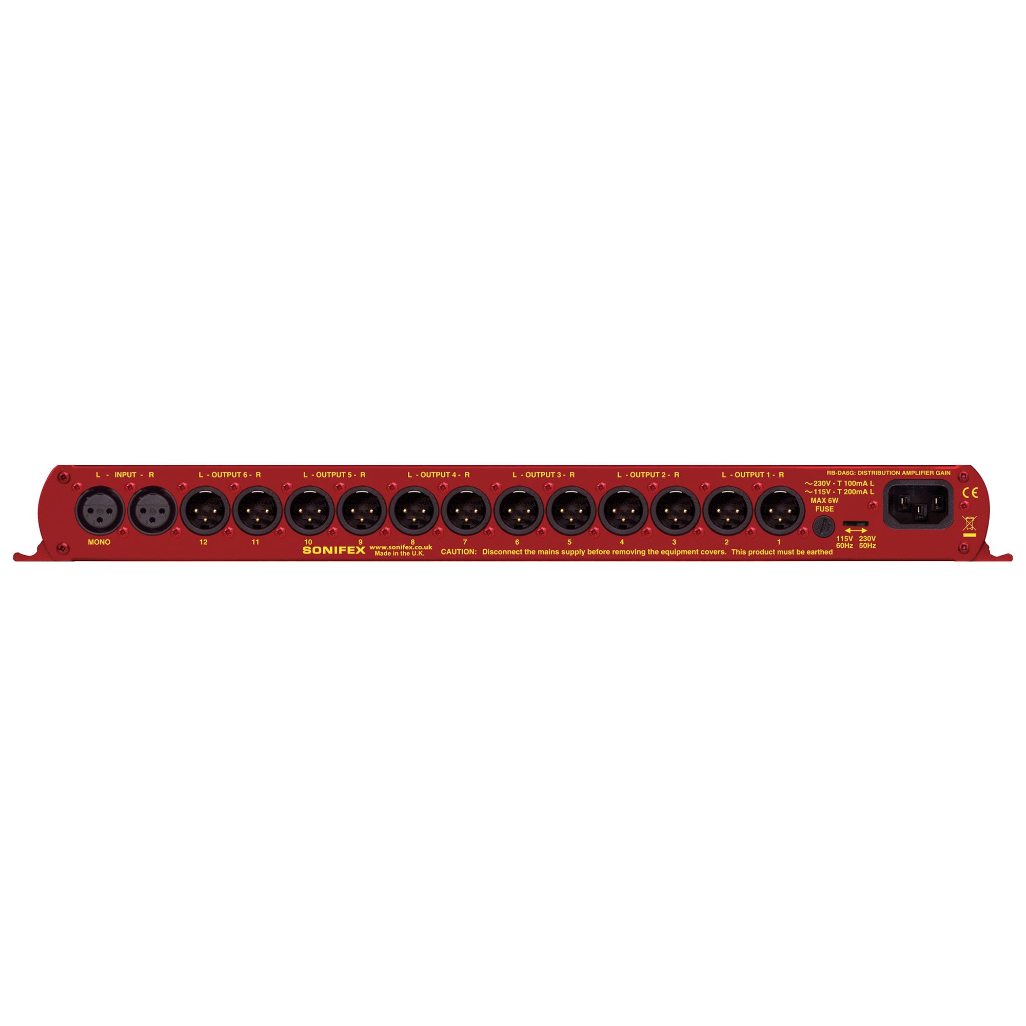 Sonifex RB-DA6G 6 Way Stereo Distribution Amplifier with Output Gain Control