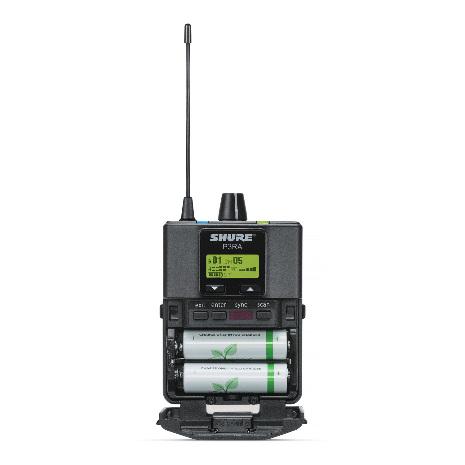 Shure P3RA Bodypack Receiver for PSM300 Systems (H20 Band - 518-542 MHz)