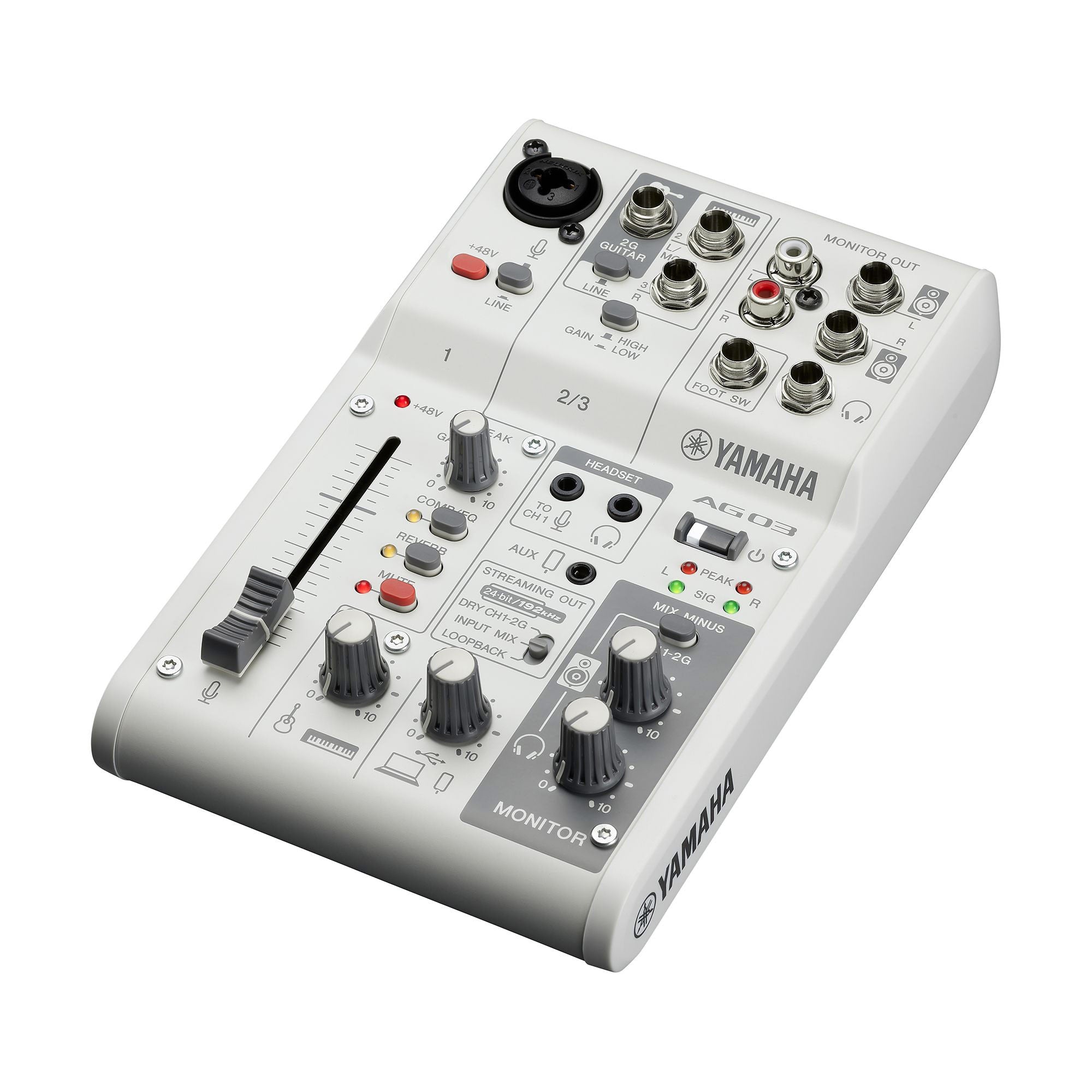 Yamaha AG03MK2 - 3-Channel Mixer for Podcasting and Streaming (White)