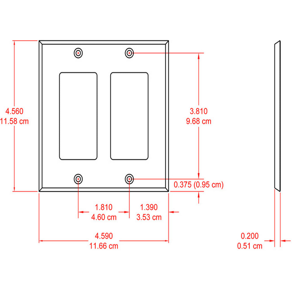 RDL CP-2B Double Gang Decora Cover Plate (Black)