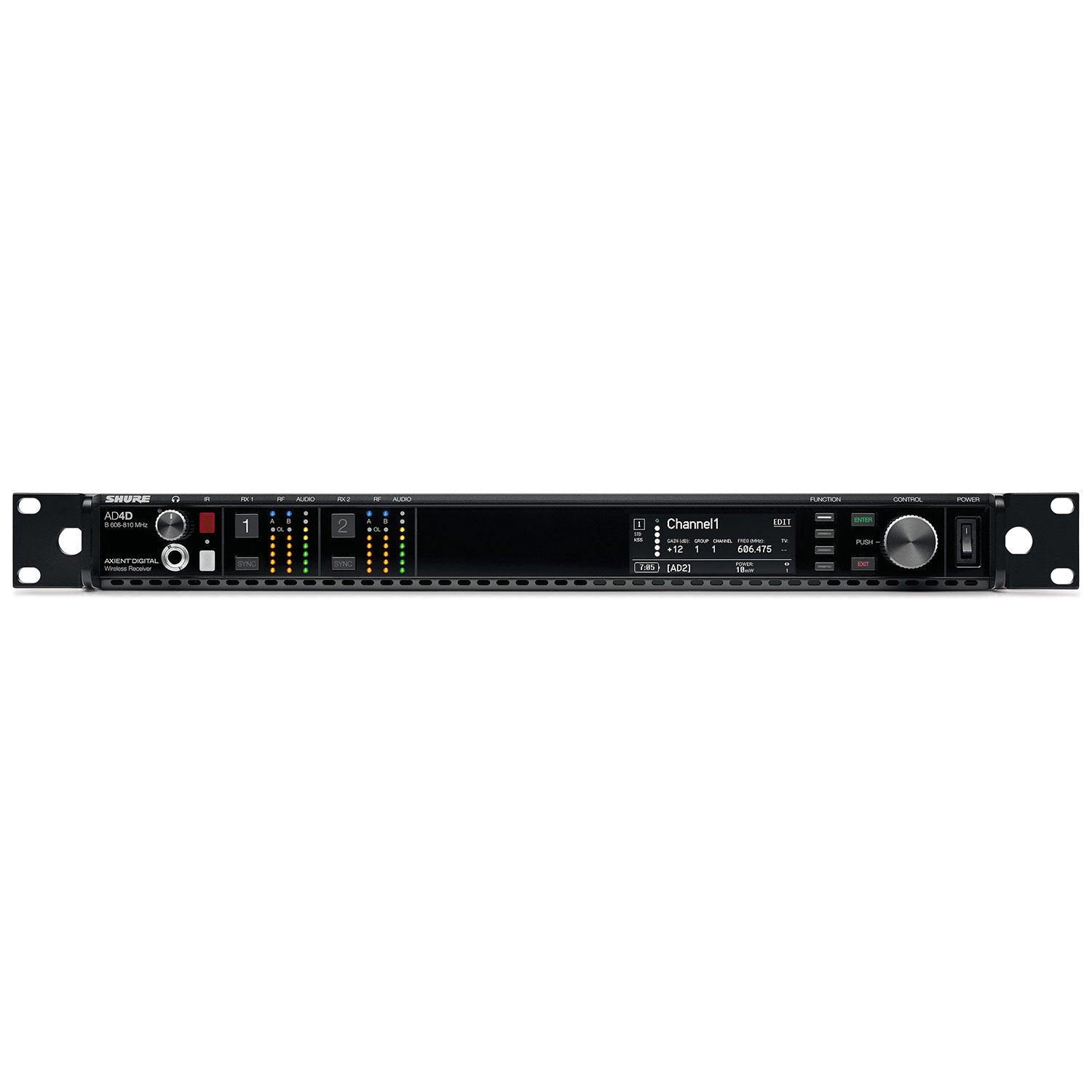 Shure AD4D-DC Axient Digital Dual-Channel Receiver (B Band 608-810 MHz)